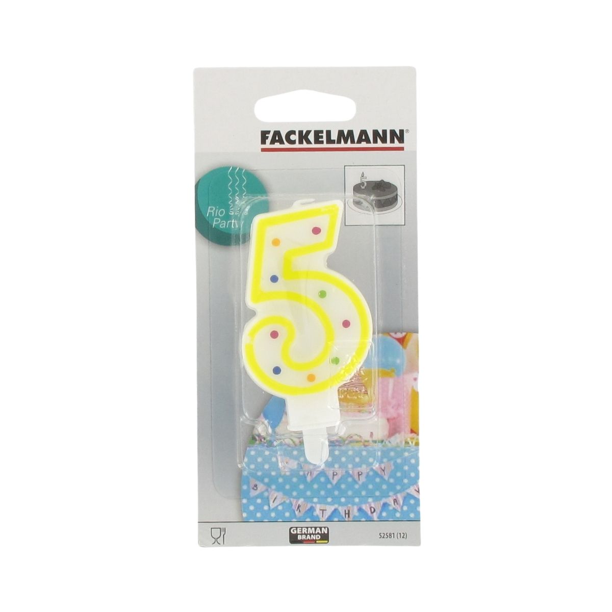 Bougie anniversaire chiffre 5 Fackelmann Rio Party