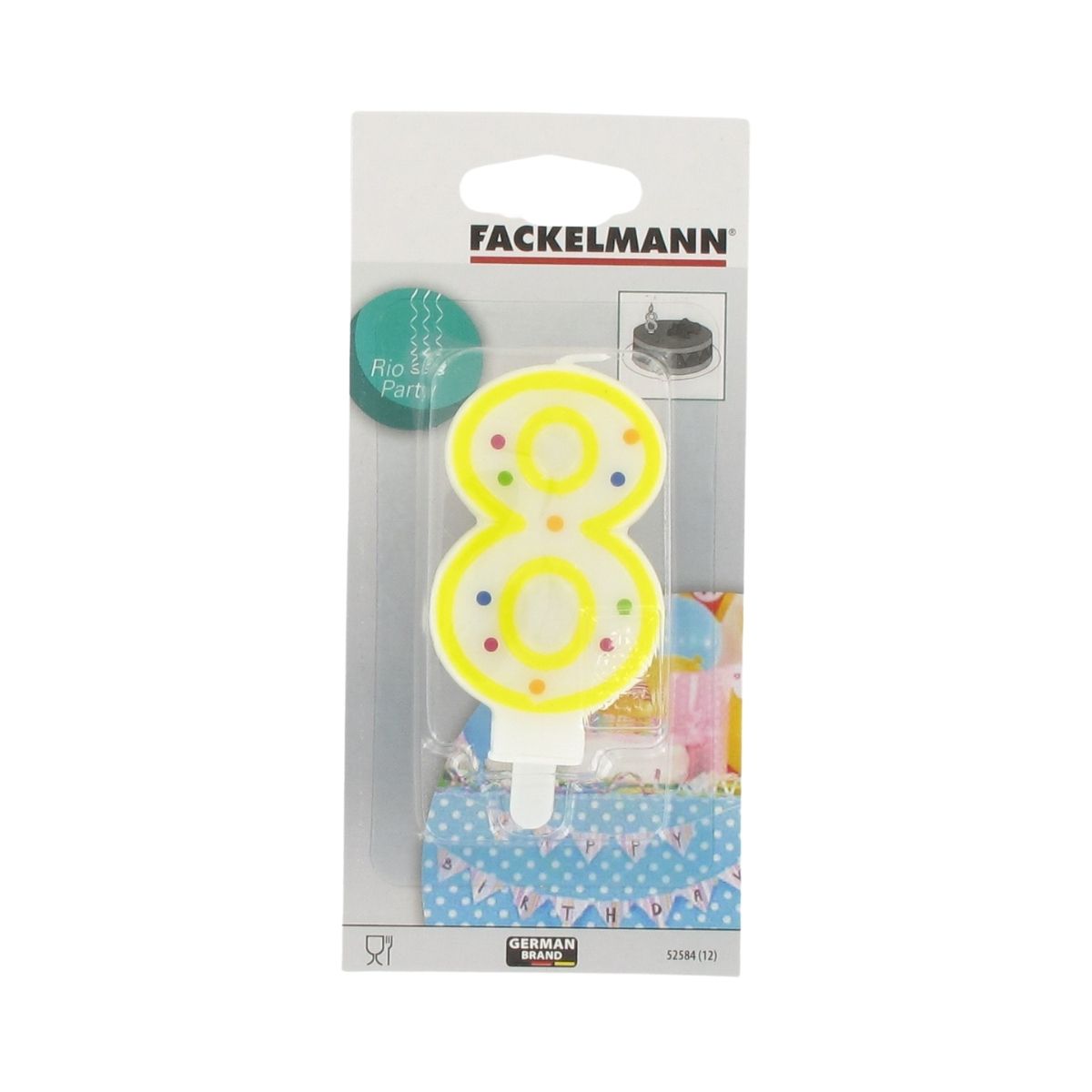 Bougie anniversaire chiffre 8 Fackelmann Rio Party