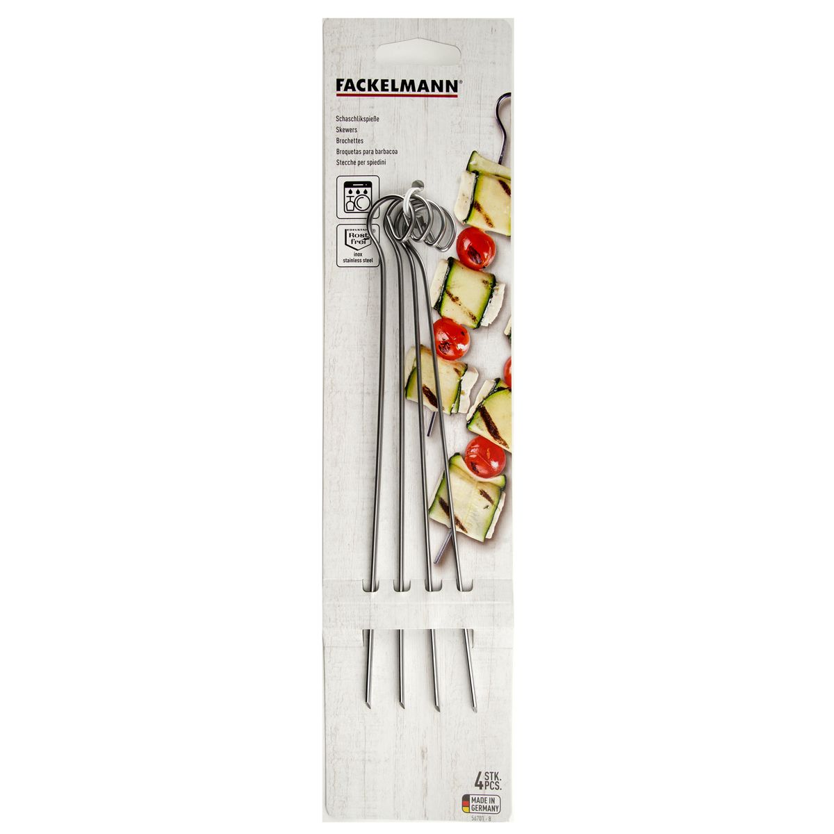 Lot de 4 brochettes en inox Fackelmann BBQ Edition