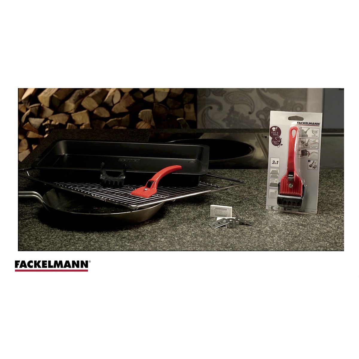 Racloir rouge pour plaque vitrocéramique Fackelmann