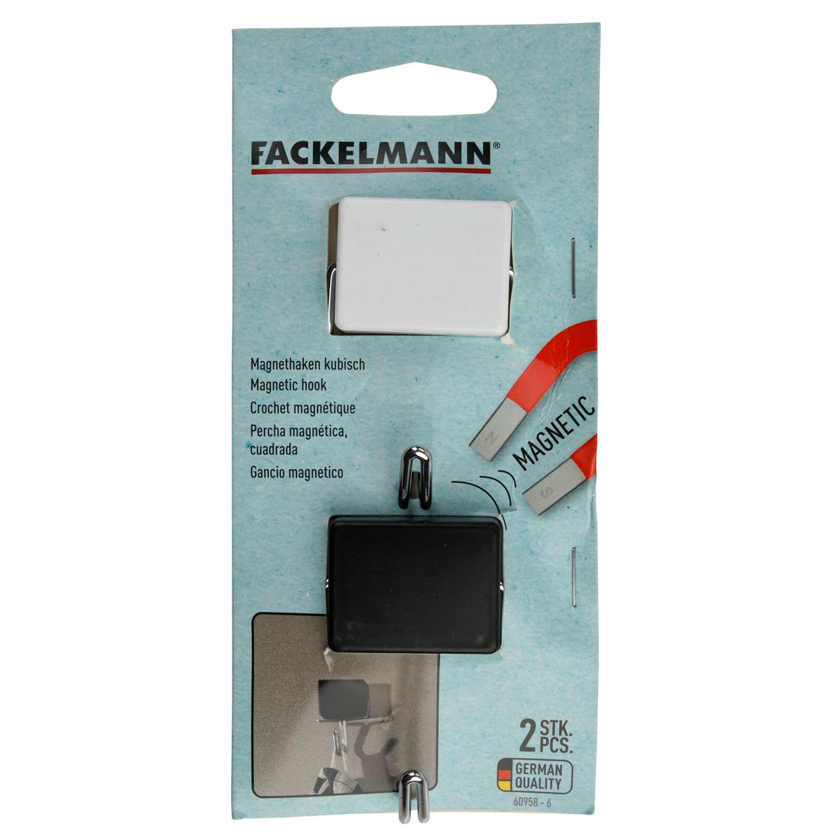 Lot de 2 crochets muraux magnétiques Fackelmann Tecno