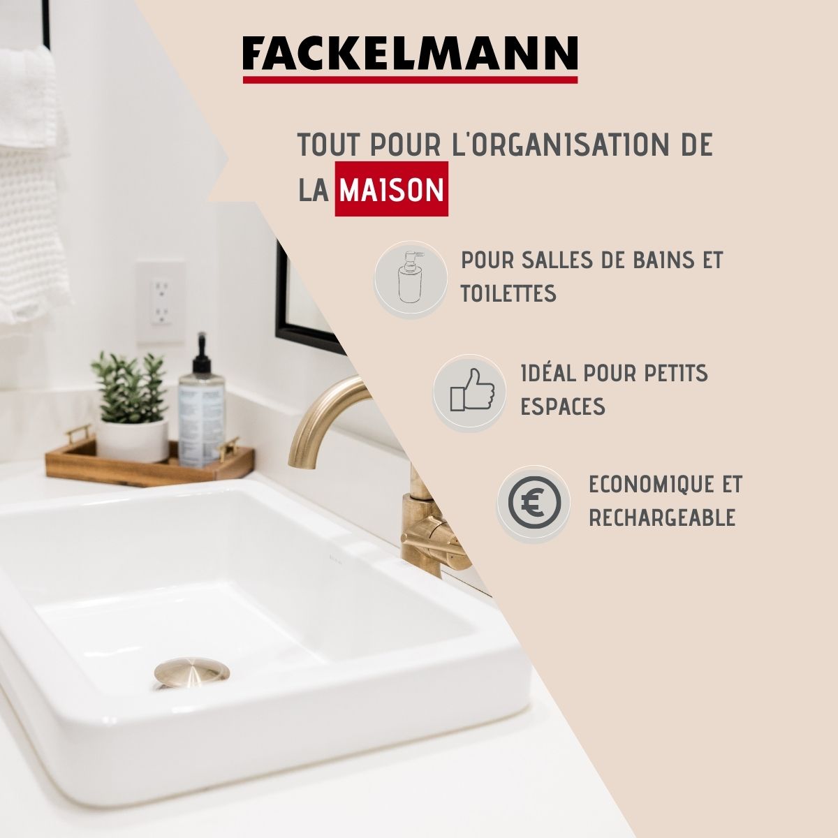 Distributeur de savon moderne gris 20,5 cm Fackelmann Tecno