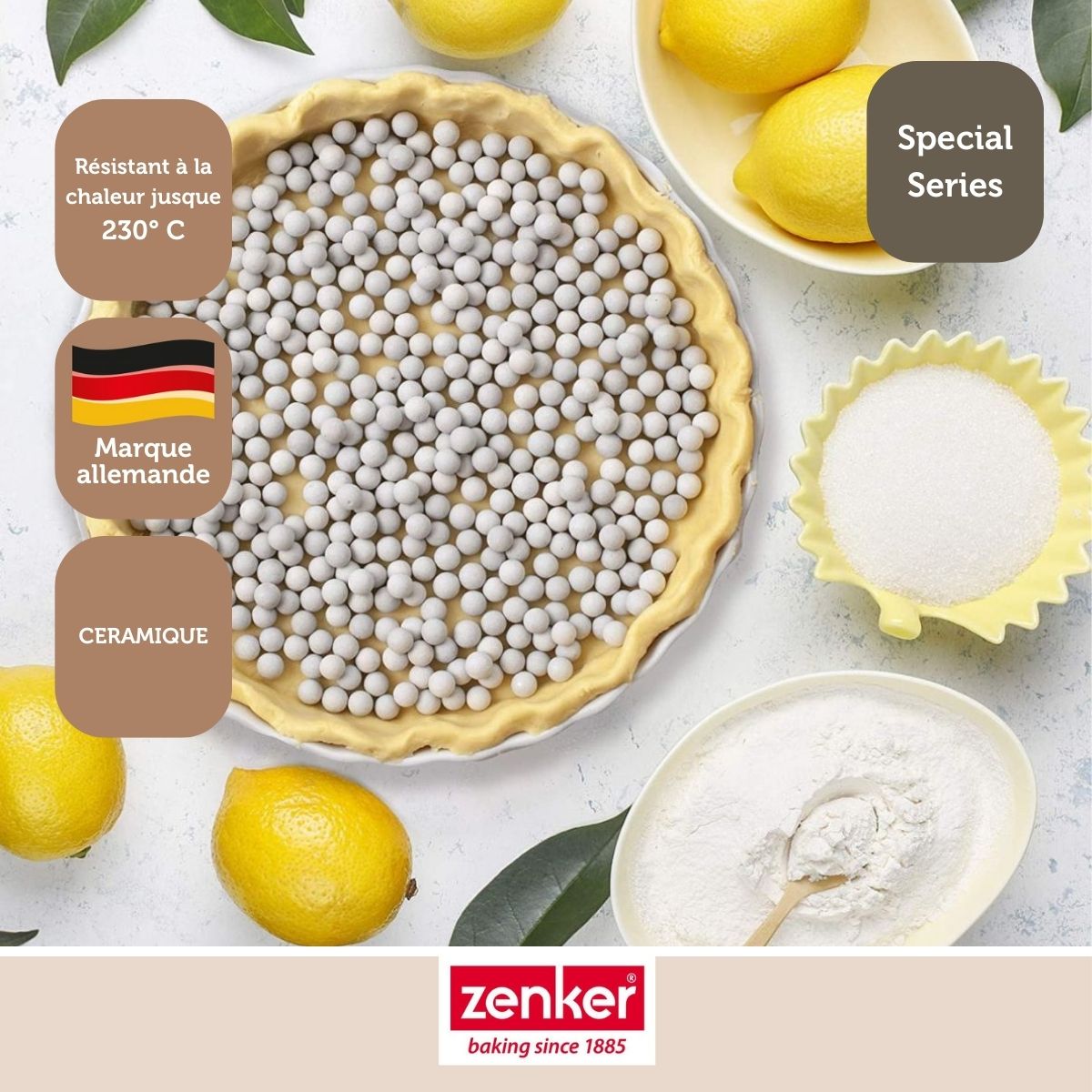 Billes de cuisson pour pâte sablée, pot de 600 grammes Zenker