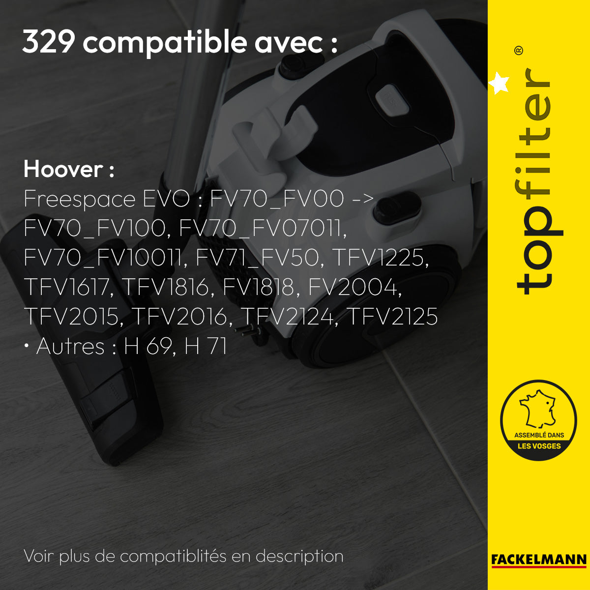 Lot de 4 sacs aspirateur pour Hoover Freespace EVO TopFilter Premium