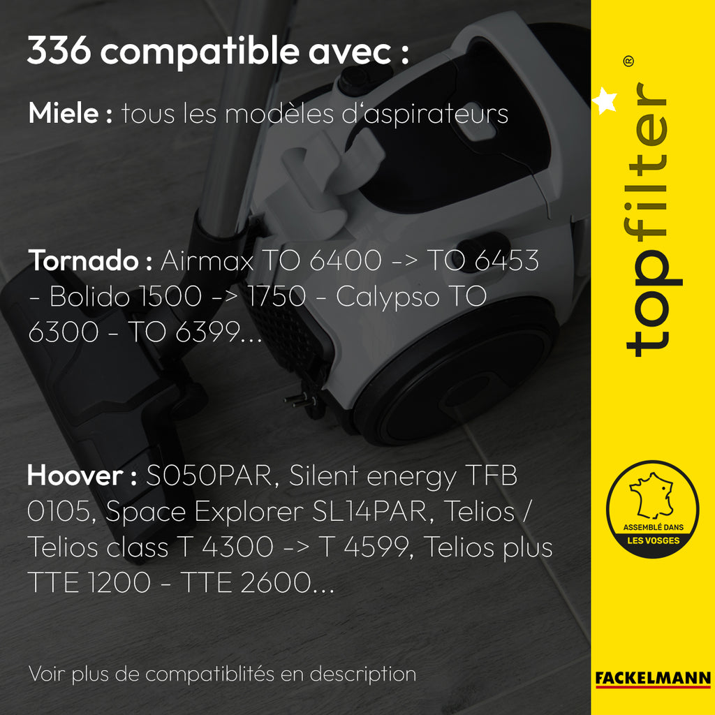 Lot de 4 packs de 4 sacs aspirateur 64336 Miele et Hoover TopFilter