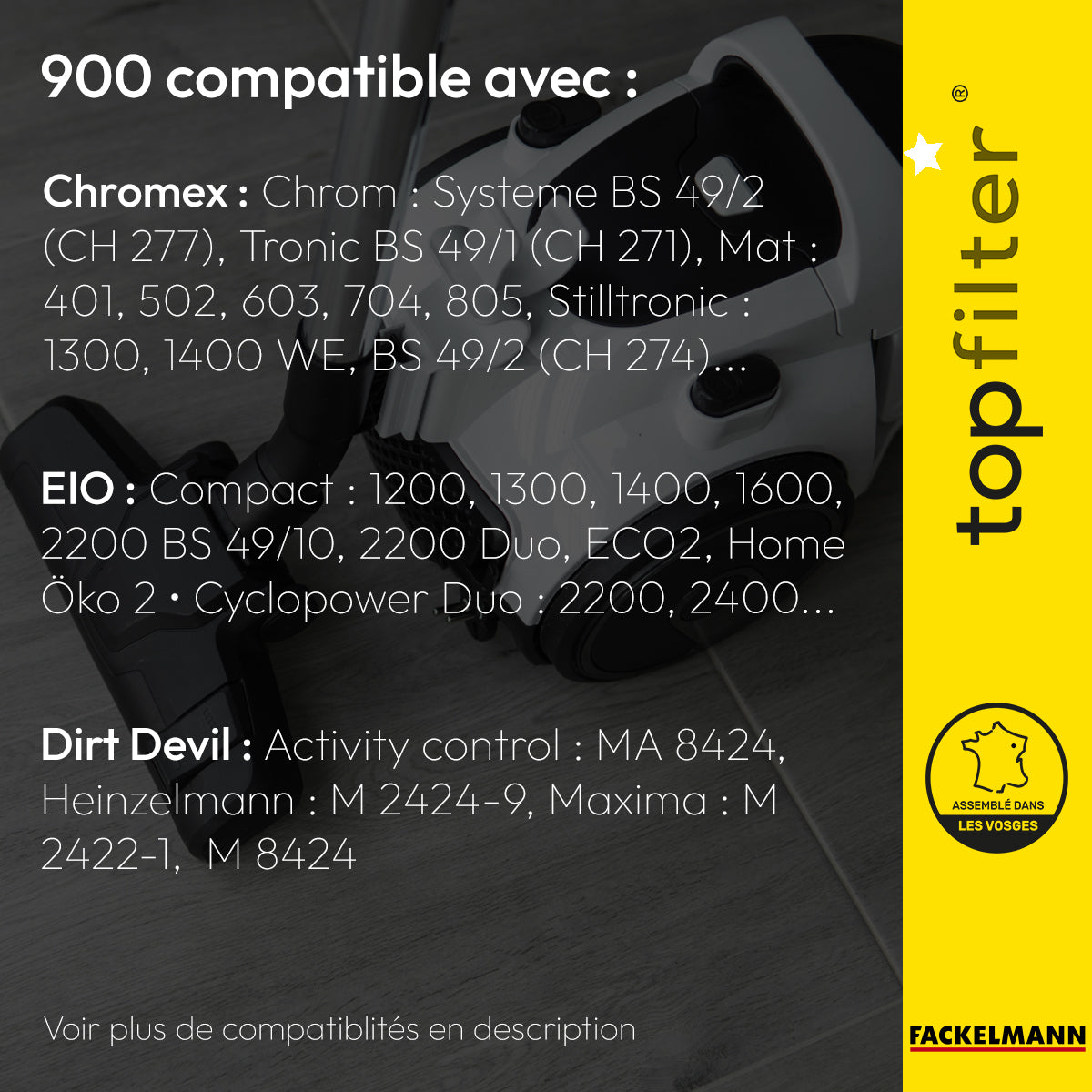 Lot de 4 sacs aspirateur pour EIO et Chromex TopFilter Premium