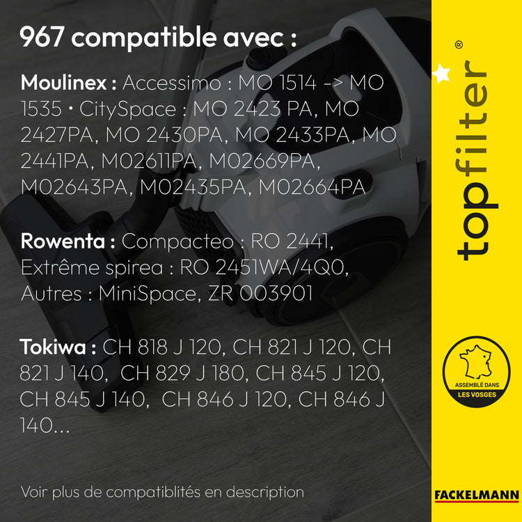 Lot de 4 sacs aspirateur pour Moulinex TopFilter Premium