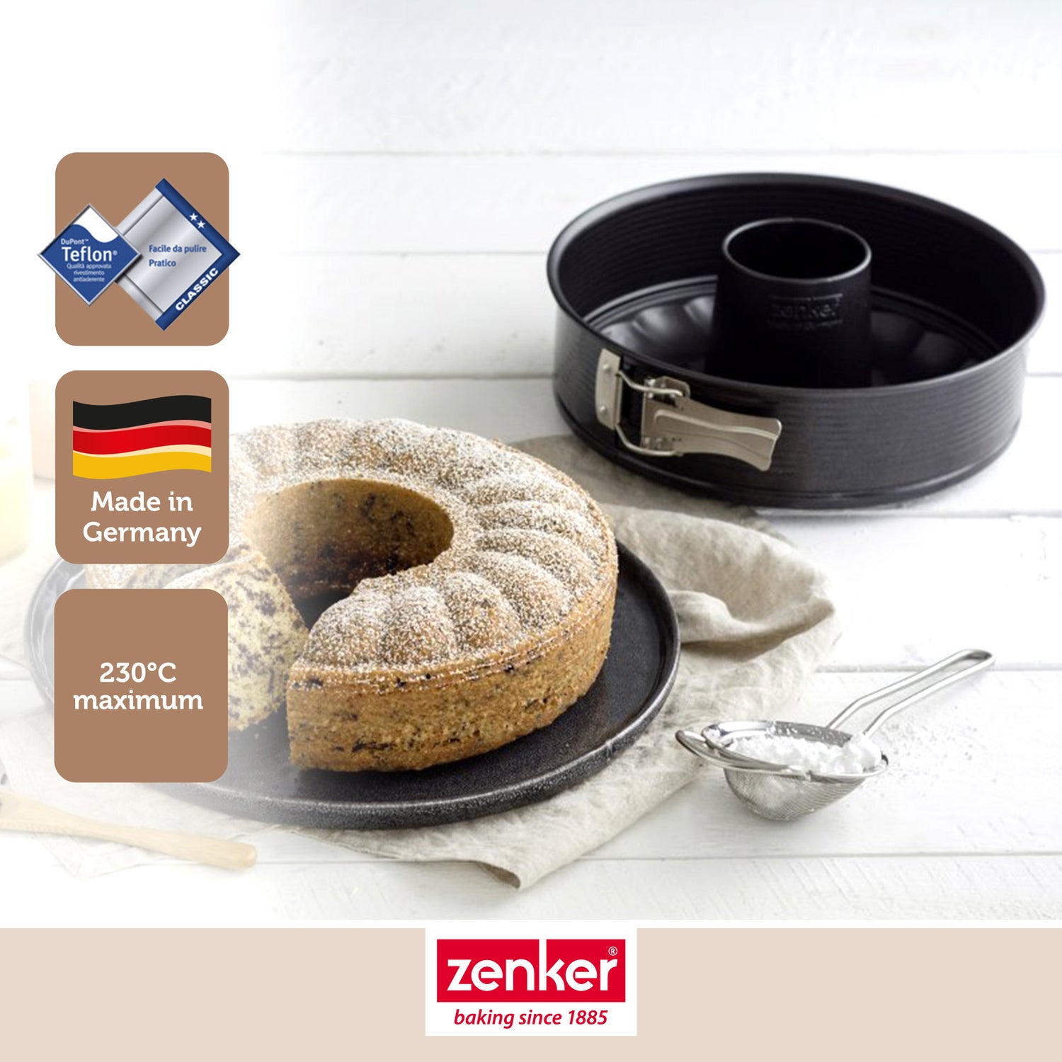 Moule à manqué et savarin double fond 28 cm Zenker Black Metallic