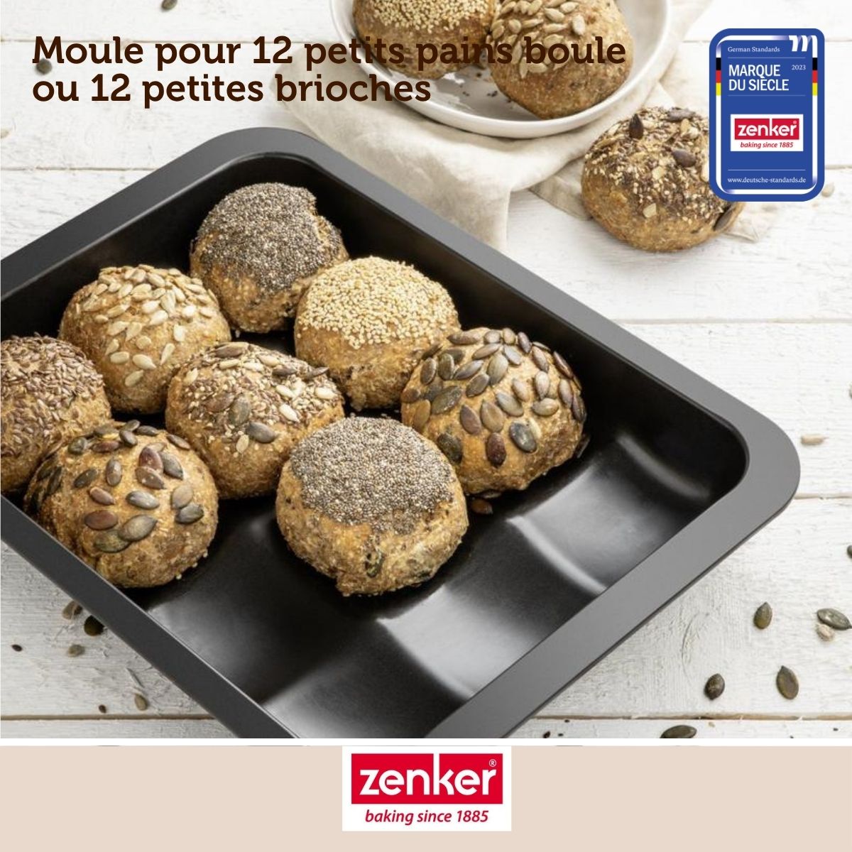 Moule 12 mini pains ou brioches Zenker Black Metallic