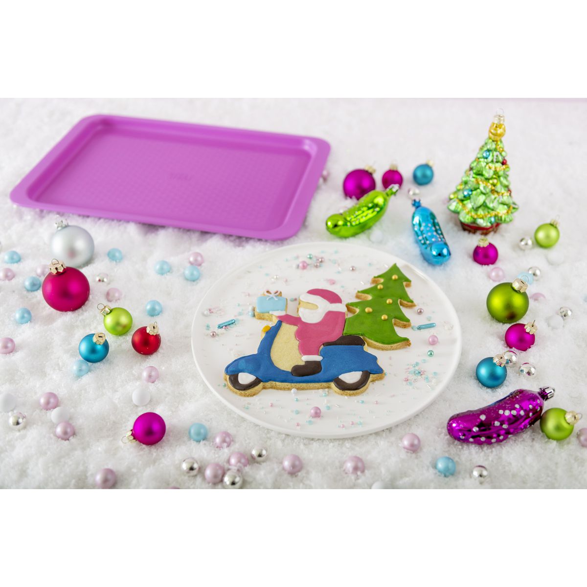 Plaque de four rectangulaire fuchsia Tasty Pâtisserie