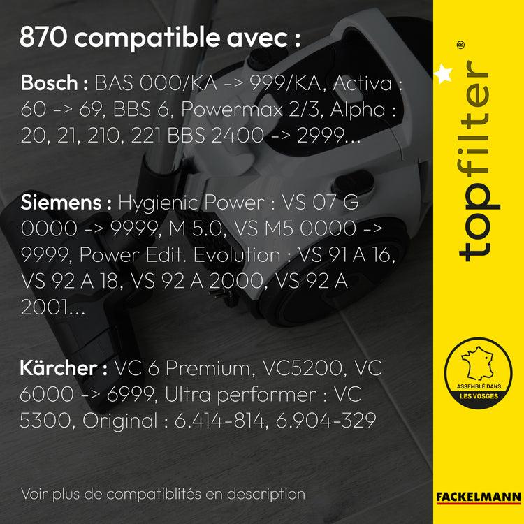 Lot de 8 sacs aspirateur Bosch et Siemens TopFilter