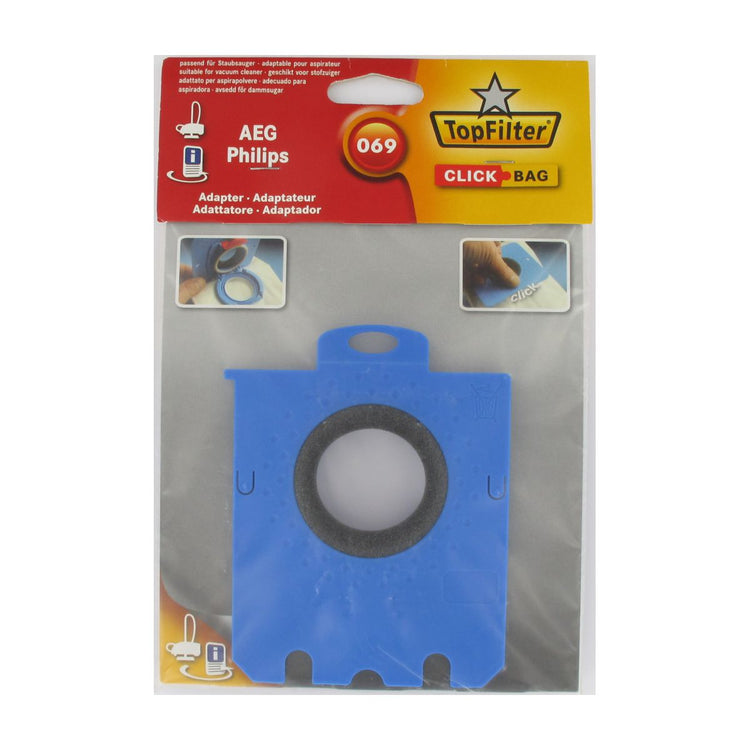 Boite de 4 sacs aspirateurs universels Top Filter avec Adaptateur Click Bag pour aspirateurs AEG Philips 069