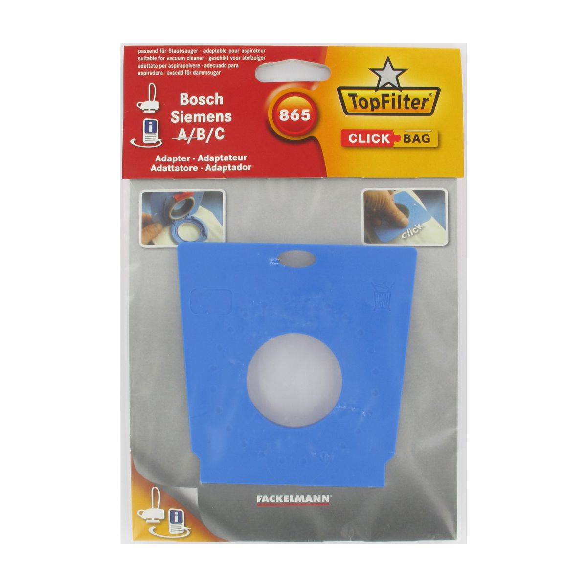 Boite de 4 sacs aspirateurs universels Top Filter avec Adaptateur Click Bag pour aspirateurs Siemens et Bosch 840