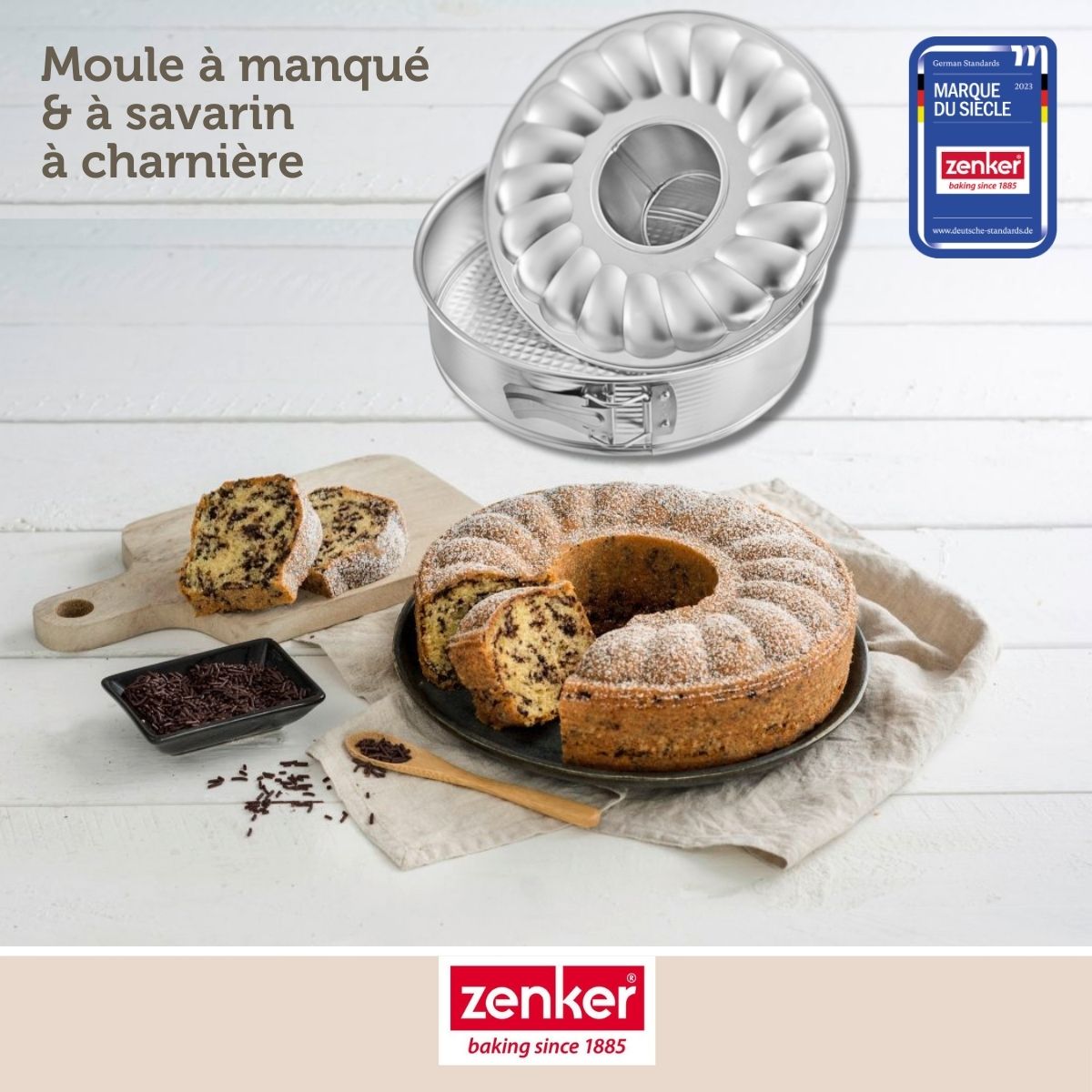 Moule à manqué et à savarin double fond 26 cm Zenker Silver