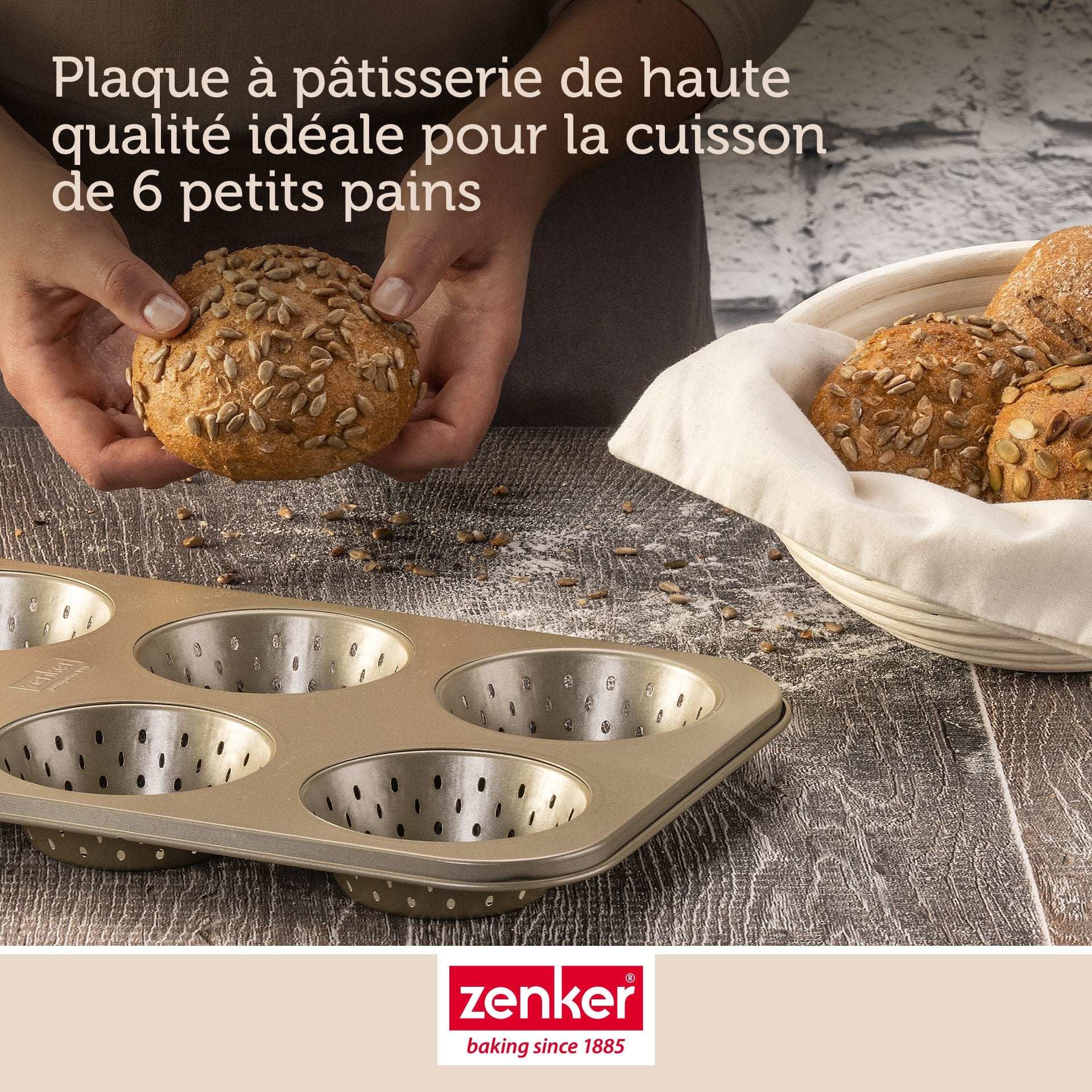 Kit moule à 6 petits pains ronds en silicone 37x23,5cm DAUDIGNAC Kit moule à 6 petits pains ronds en silicone 37x23,5cm DAUDIGNAC