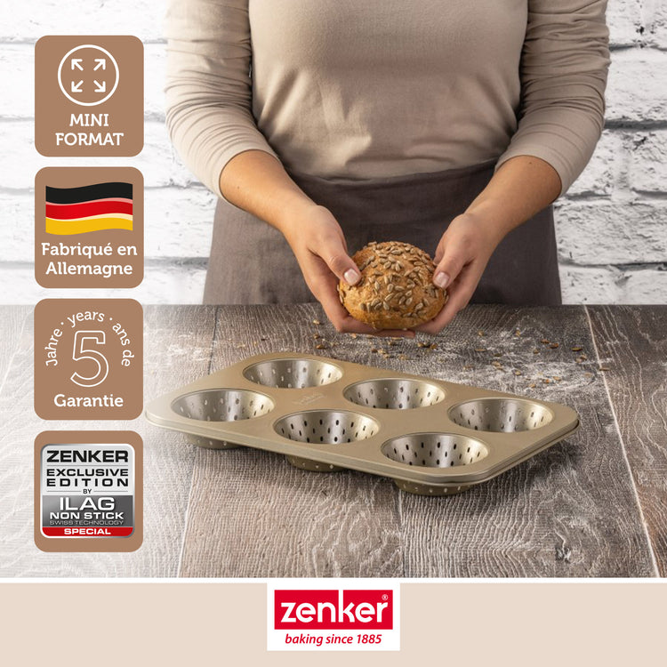 Moule à petits pains individuels ronds 6 empreintes Zenker Mojave Gold