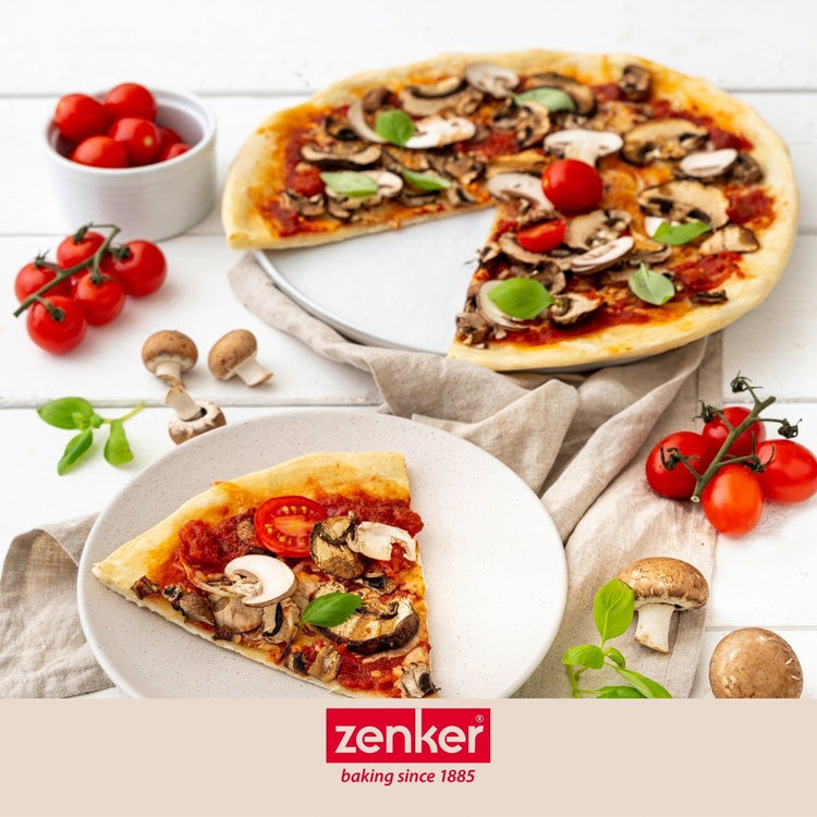 Set de 2 plaques à pizza 32 cm et une roulette à pizza Zenker Countries