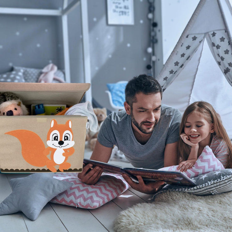 Boîte de rangement "écureuil" avec grand couvercle, 51 x 36 x 36 cm Lifeney