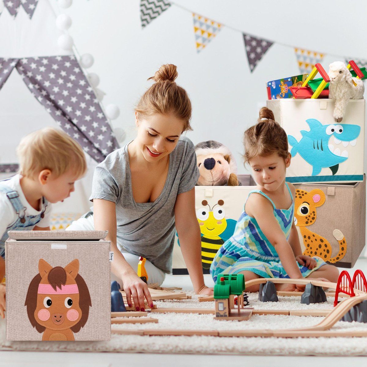 Boîte de rangement "cheval" avec couvercle, compatible avec l'étagère IKEA KALLAX Lifeney