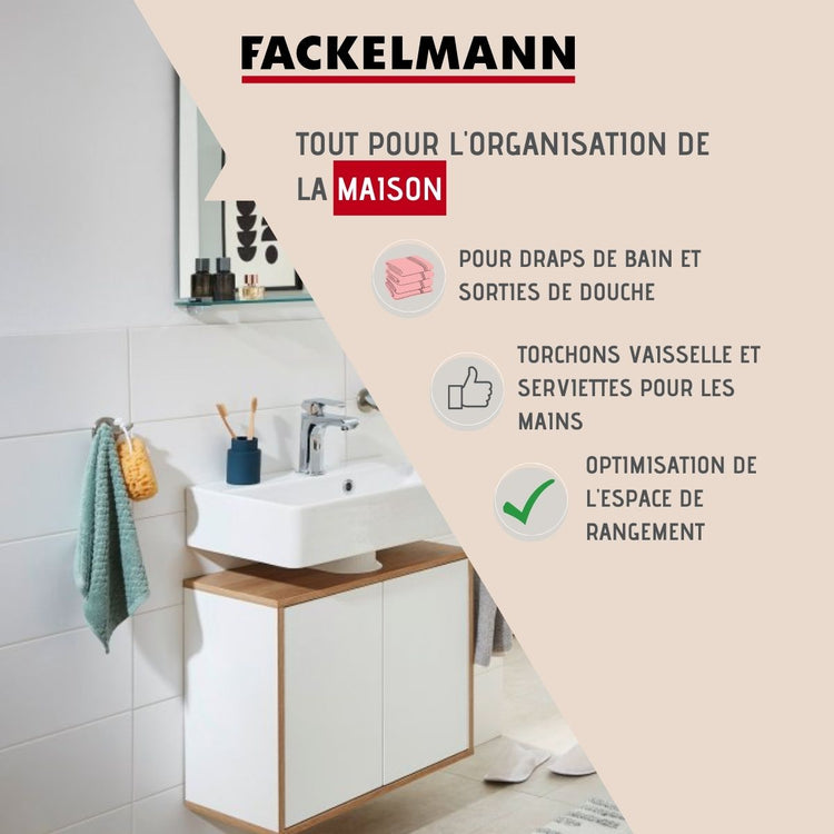 Porte serviette de salle de bain à double crochet gris chromé Fackelmann Vision