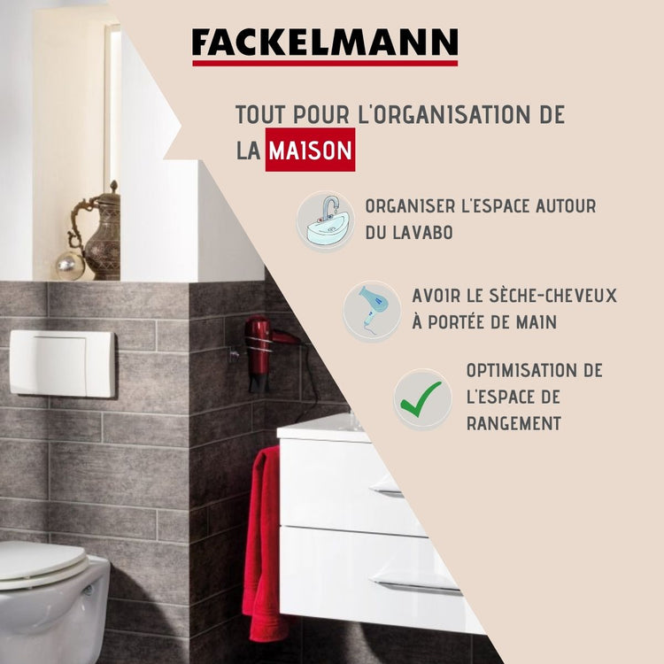Support sèche cheveux en zinc chromé Fackelmann Vision