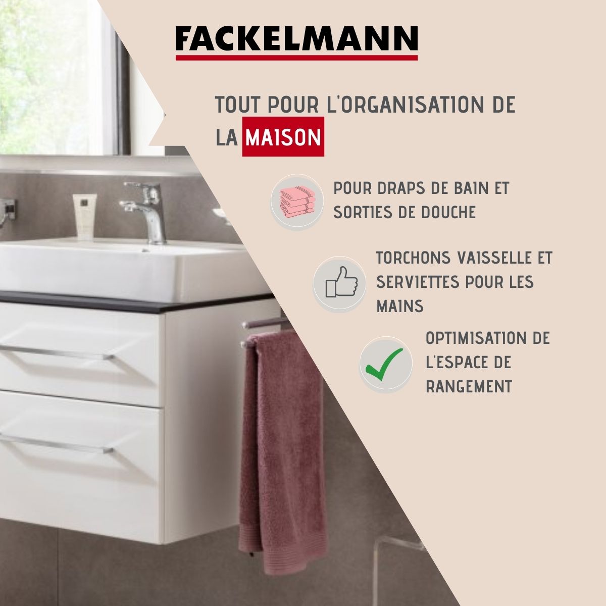 Porte serviette double gris chrome Fackelmann Vision