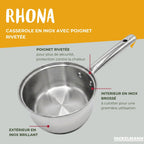 Lot de 3 casseroles 18/20/22 cm et 2 poêles 20/28 cm en inox avec couvercles Fackelmann Rhona
