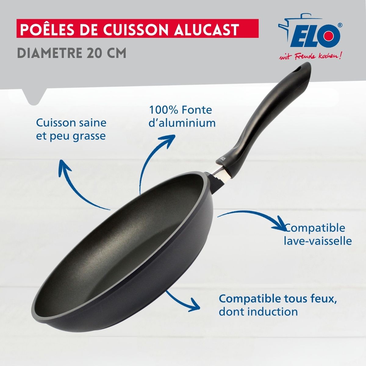 Poêle à frire 20 cm en fonte d'aluminium Elo Alucast