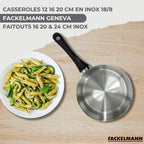 Batterie de cuisine avec 3 faitouts 16/20/24 cm et 3 casseroles 12/16/20 cm et 5 ustensiles de cuisine Fackelmann Généva Brillant Vario