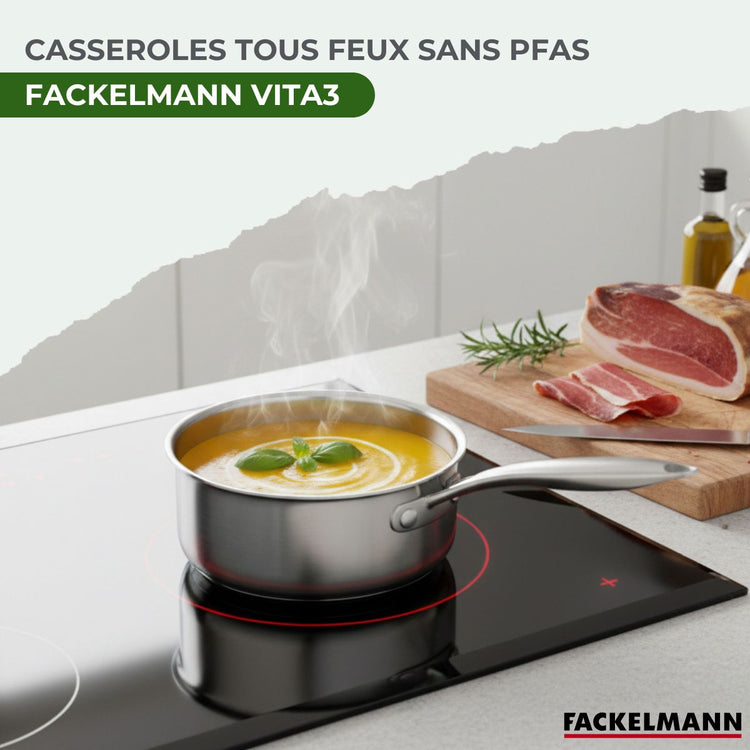 3 Casseroles 14 16 et 18 cm inox 18/10 Triply Fackelmann Vita3