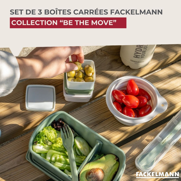 Lot de 4 lunch box 1 L avec 4 ustensiles de cuisine Fackelmann Storage