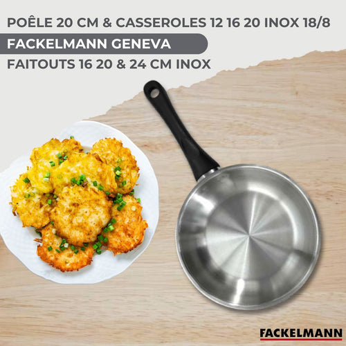 Batterie de cuisine 1 poêle 20 cm, 3 casseroles 12/16/20 cm, 3 faitouts 16/20/24 cm, 6 ustensiles Fackelmann Geneva