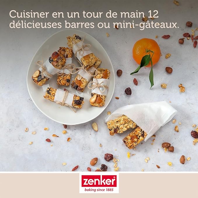 Set pâtisserie avec moule pour 12 barres de céréales, 2 bols à mixer, verre mesureur et spatule Zenker