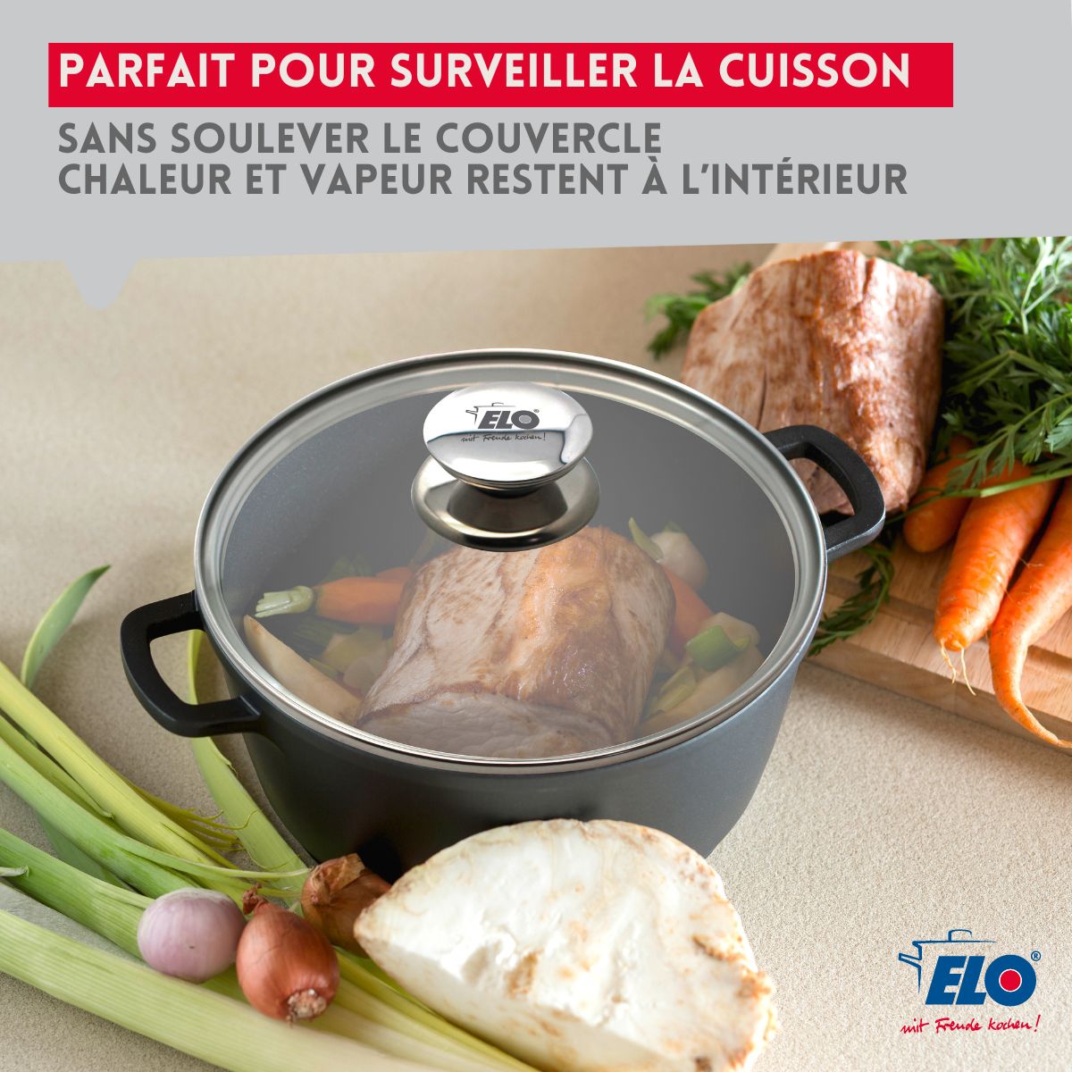 Trois couvercles de cuisson avec poignée en inox 24 cm 20 cm et 16 cm Galant Elo