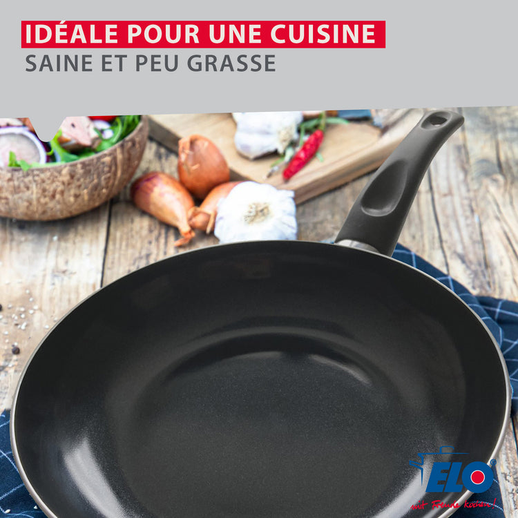 Set de 3 Poêles 20, 24 et 28 cm céramique sans PFAS et 3 couvercles Elo Prima Cucina
