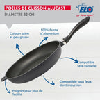Poêle à frire 32 cm en aluminium pressé avec couvercle en verre Elo Alucast