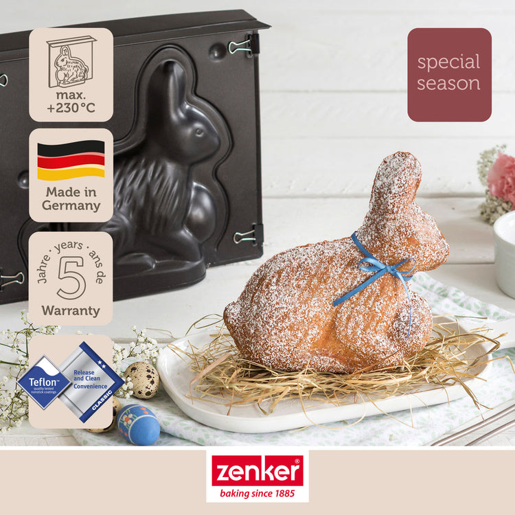 Lot de 2 moules à gâteaux 3D en forme de lapin de Pâques 600 ml Zenker Pâques