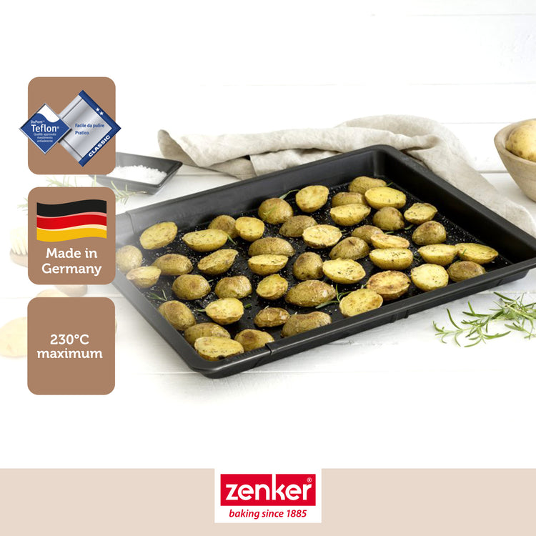 Lot de 2 plaques à pizza rectangulaires perforées extensibles 37 à 52 x 33 cm Zenker Black Metallic