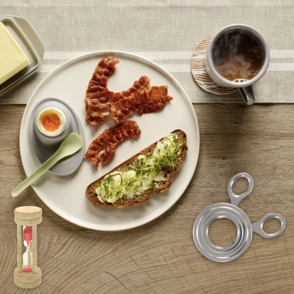 Ensemble de 4 ustensiles de cuisine pour la cuisson des œufs Fackelmann
