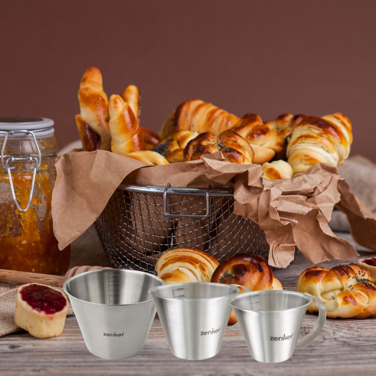 Set de 3 verres doseurs gradués en inox 250 ml, 500 ml et 1 litre Zenker