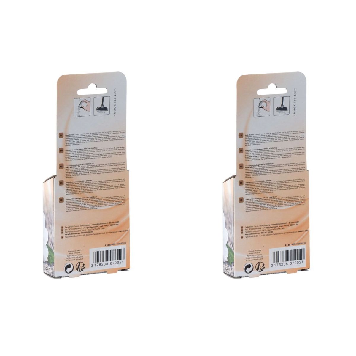 Lot de 2 x 4 Sachets de granulés de parfum pour aspirateur à la vanille TopFilter