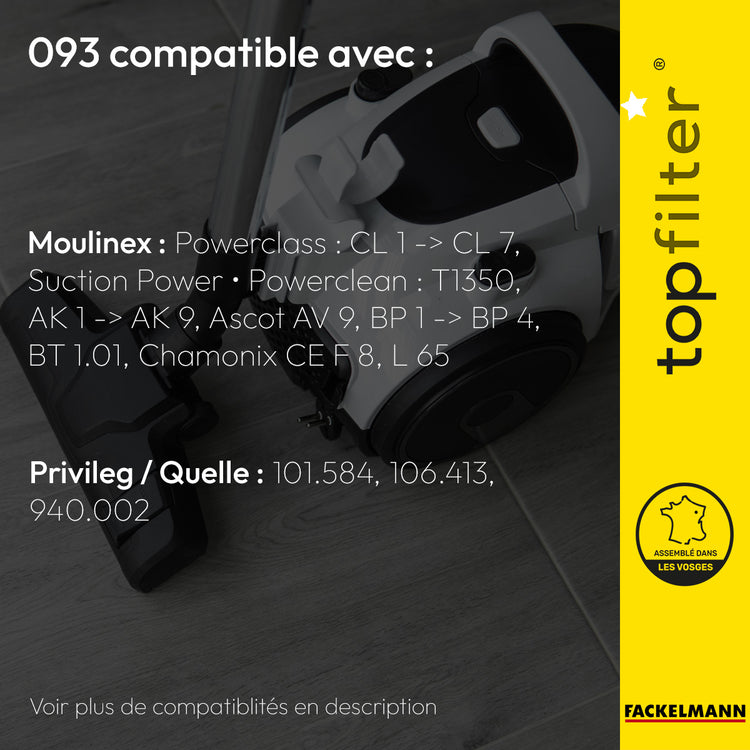 Lot de 4 packs de 4 sacs aspirateur 64093 pour Moulinex TopFilter Premium