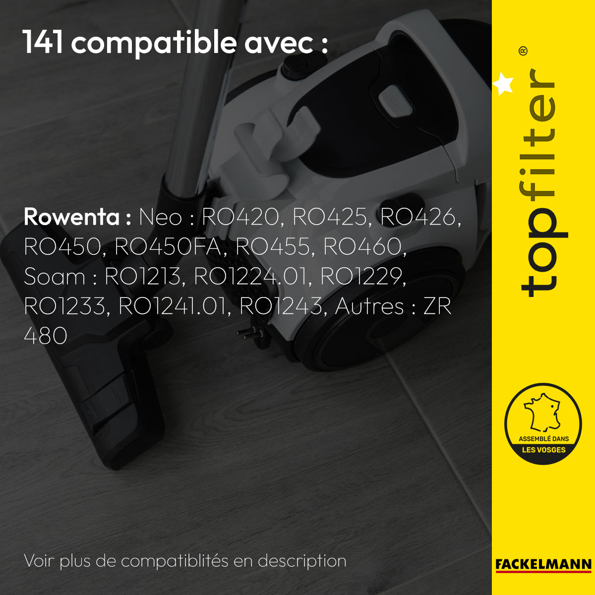 Lot de 4 packs de 4 sacs aspirateur 64141 Rowenta TopFilter Premium