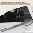 Batterie de cuisine avec 3 faitouts 16/20/24 cm et 3 casseroles 12/16/20 cm et 5 ustensiles de cuisine Fackelmann Généva Brillant Vario