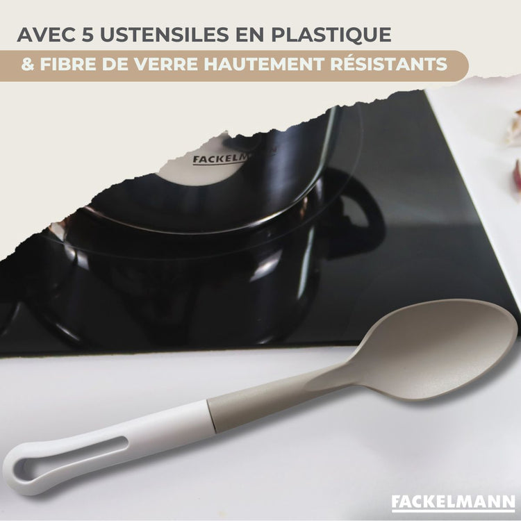 Batterie de cuisine avec 3 faitouts 16/20/24 cm et 3 casseroles 12/16/20 cm avec 5 ustensiles de cuisine sans PFAS Fackelmann Généva Brillant Vario