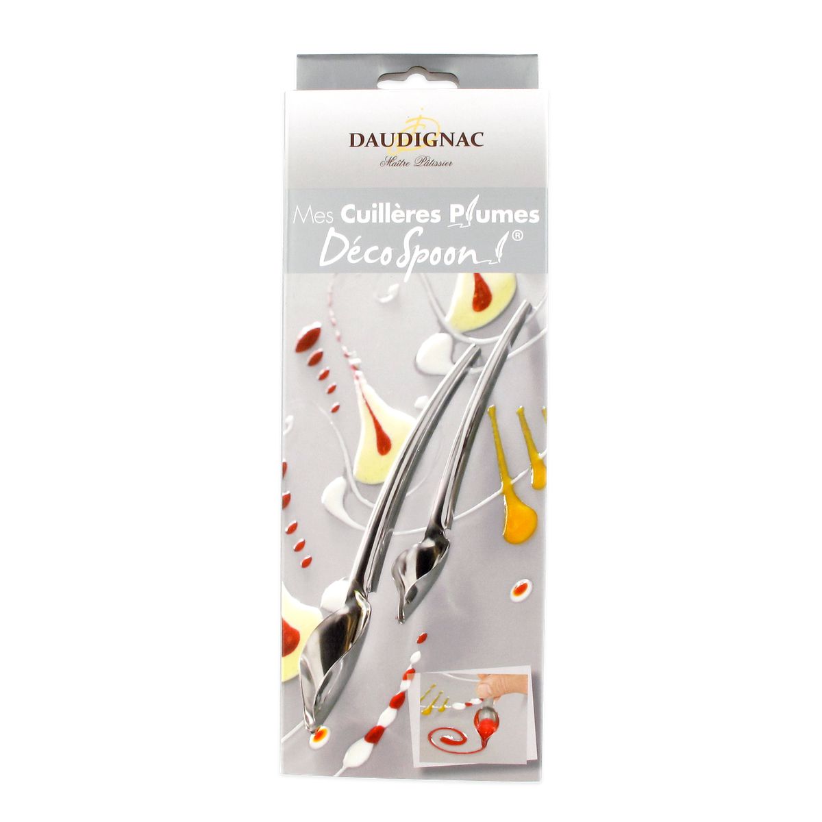 Lot de 2 cuillères plumes à décoration pâtissière Jean Daudignac