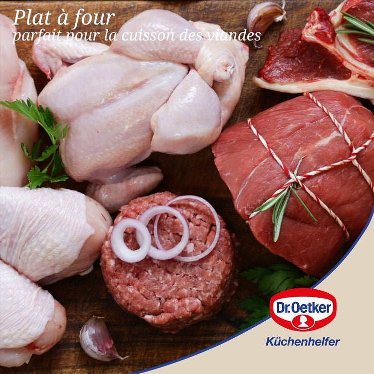 Plat à four avec couvercle en acier émaillé 42 x 34 cm Dr. Oetker Back-Idee Kreativ