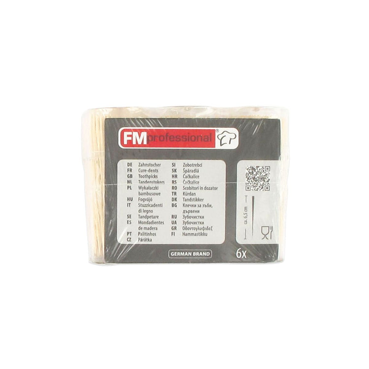 Lot de 6 boîtes de 150 cure-dents en bois FM Professional