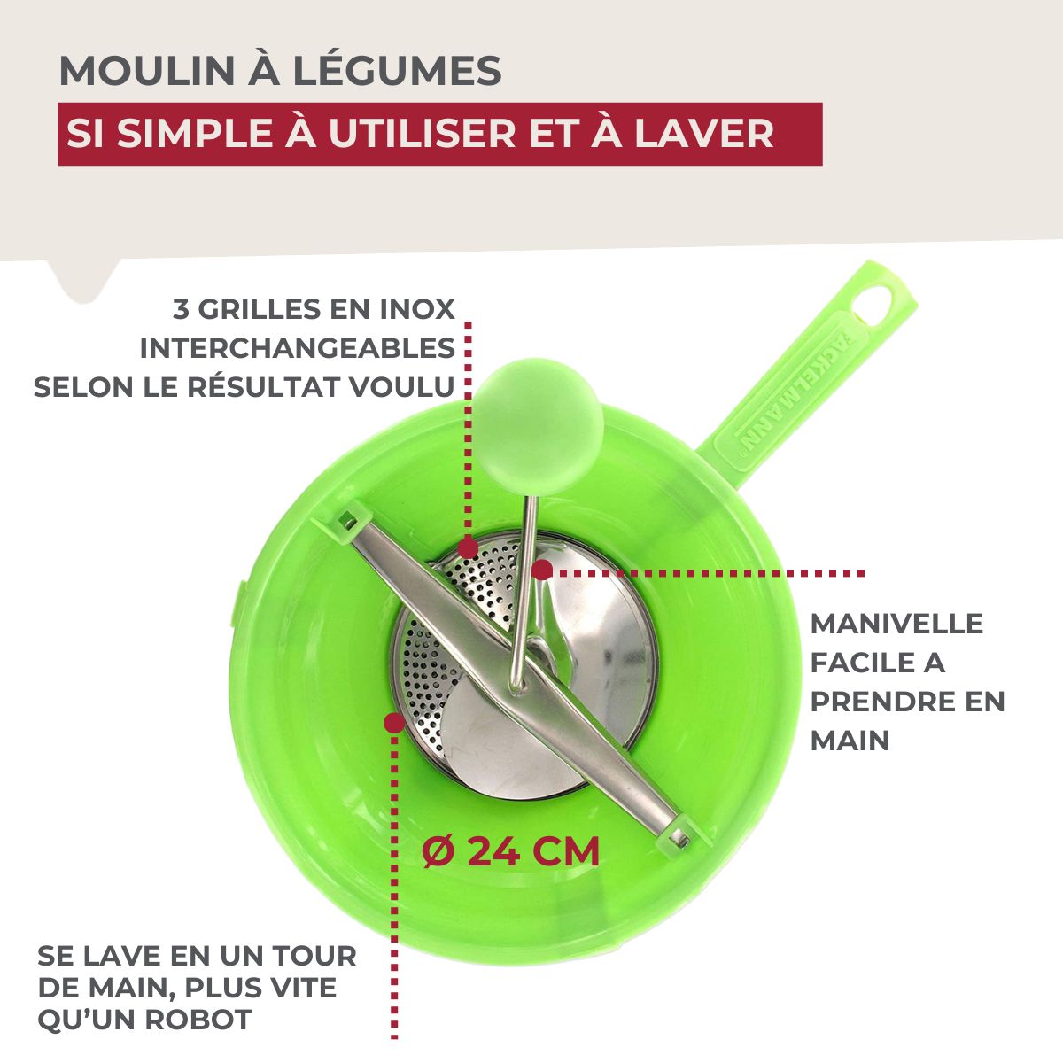 Moulin à légumes plastique 24 cm Fackelmann Handmade Tradition