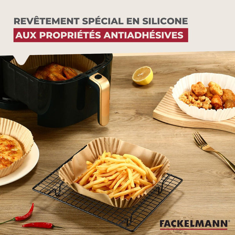 50 Moules en papier antiadhésif pour friteuse air fryer sans huile carrés 20 cm Fackelmann
